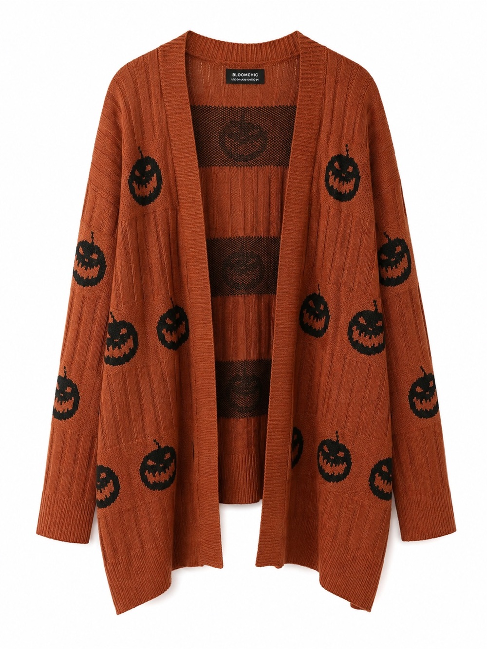 BloomChic Plus Size Pumpkin Cardigan 22/24 Halloween Fall Oversized Sweatshirt